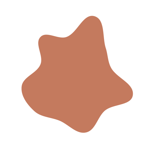 An abstract, irregularly shaped, solid brownish-red blob with rounded edges reminiscent of the undulating motion of surfing. The shape has no distinct features or patterns and is set against a plain white background.